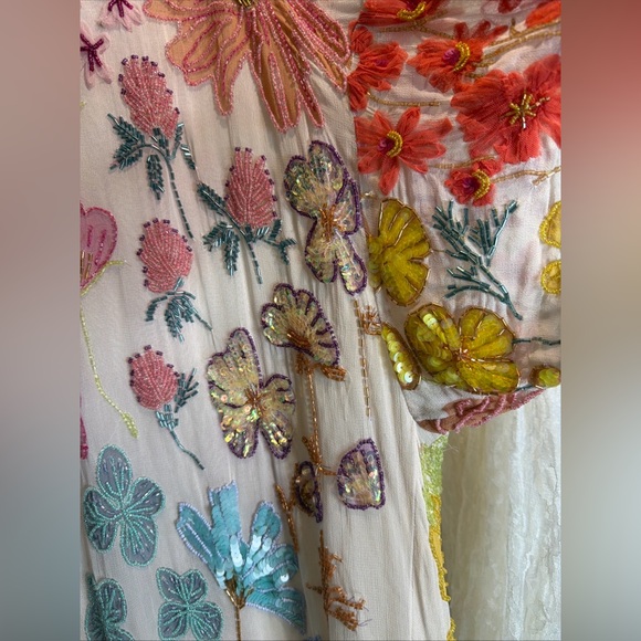 Free People Jewel Embellished Beaded Colorful T Shirt Mini Dress M - Picture 9 of 13